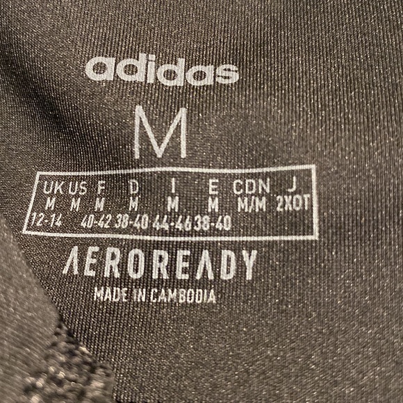 Adidas Women’s Aeroready Black White Gray Colorblock Logo Leggings M - Picture 6 of 10